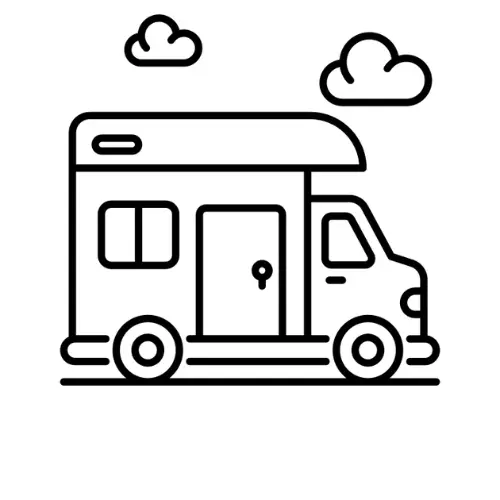 Logo représentant un camping-car pour l'assurance camping car sur l'accueil Prestacourtage.