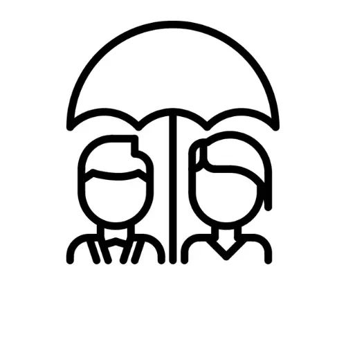 Logo représentant deux personnes, un homme et une femme concernant l'assurance obsèques situé sur accueil Prestacourtage et page partenaires.