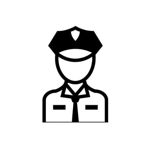 Logo représentant un fonctionnaire de police pour la mutuelle fonctionnaire. Logo situé sur la page accueil Prestacourtage et partenaires.