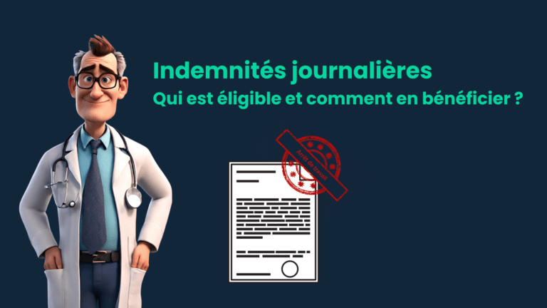 Un docteur debout de face, avec une attestation d'arrêt de travail pour illustrer l'article sur les indemnités journalières.