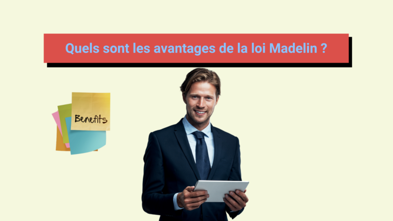 Un hommes de face en costume présentant les avantage de la lois Madelin.