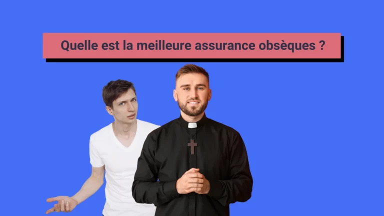 Deux personnes, un prêtre et un homme se demandant quelle est la meilleur assurance obsèques.