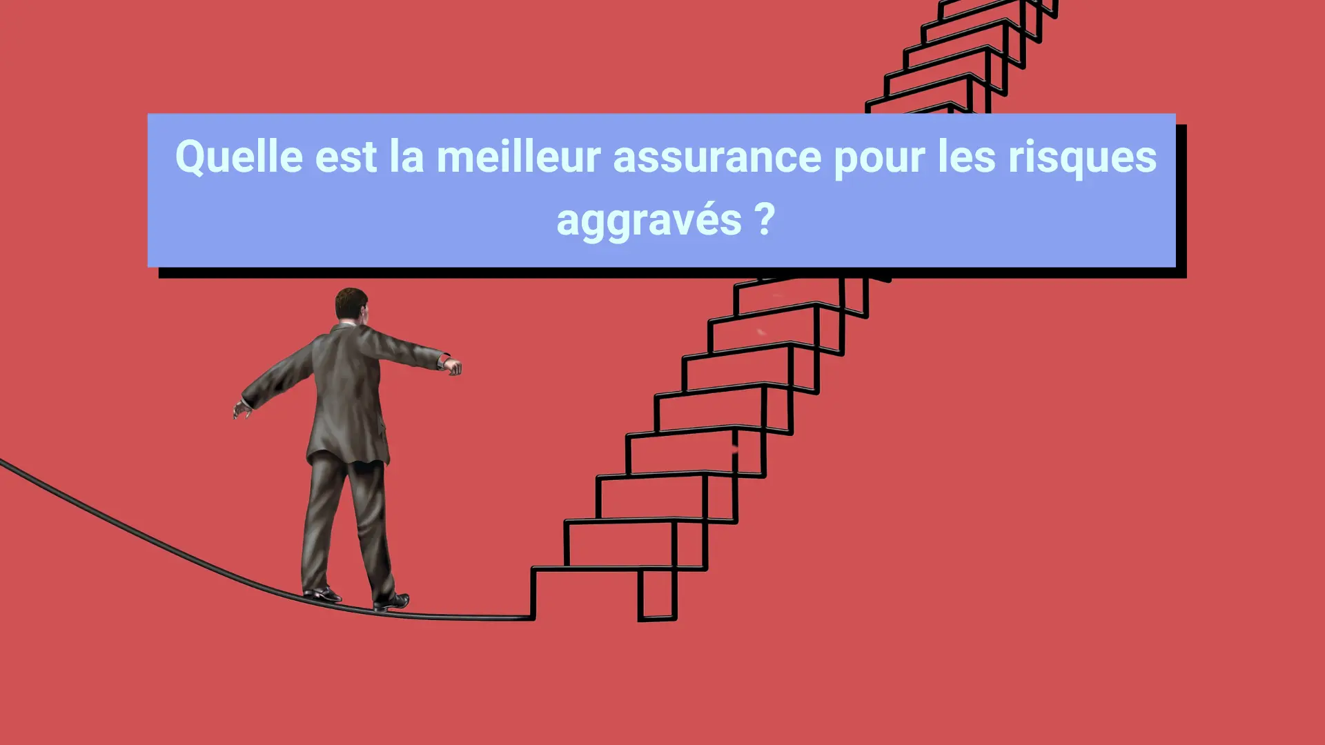 Un homme marchant sur un file suspendu dans le vide.